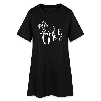 cheval blanc cheval blanc t-shirt cadeau cavalier - Robe T-shirt Femme - noir - Devant