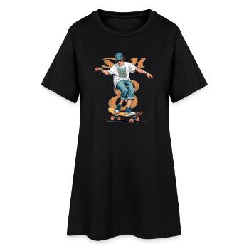 Garçon patineur - Robe T-shirt Femme - noir - Devant