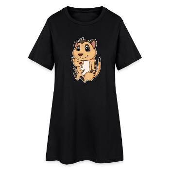 Famille de suricates - Suricate avec bébé - Robe T-shirt Femme - noir - Devant