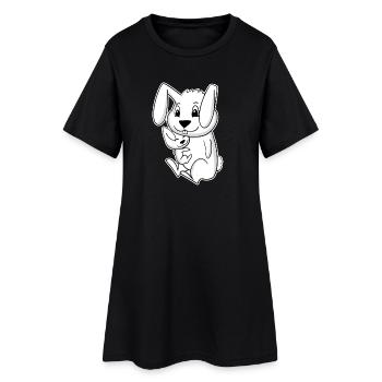 Bunny Family - Bunny with Baby - Women’s T-Shirt Dress - black - Front