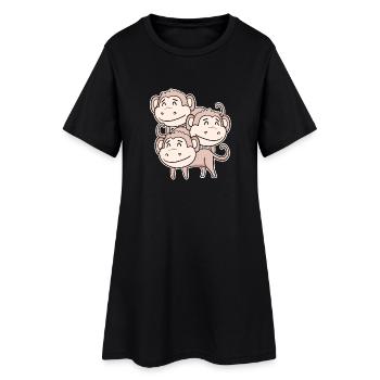 Singe mignon - Motif de singe - Robe T-shirt Femme - noir - Devant