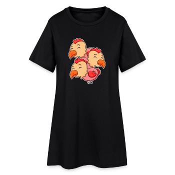 Poulets mignons - Motif de poulet - Robe T-shirt Femme - noir - Devant
