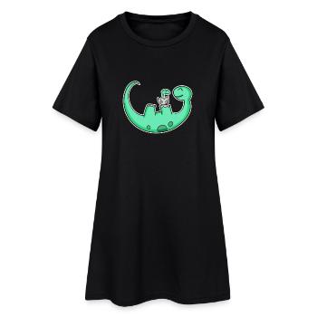 Dinosaure avec bébé dinosaure - Dino - Robe T-shirt Femme - noir - Devant