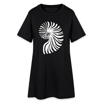 Contrasting spiral nautical pattern - Women’s T-Shirt Dress - black - Front