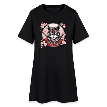 Démoniaque Kawaii Neko Samurai : chat samouraï - Robe T-shirt Femme - noir - Devant