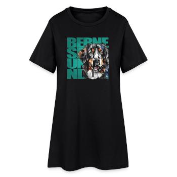 Berner Sennenhund Portrait - Frauen T-Shirt-Kleid - Schwarz - Vorne