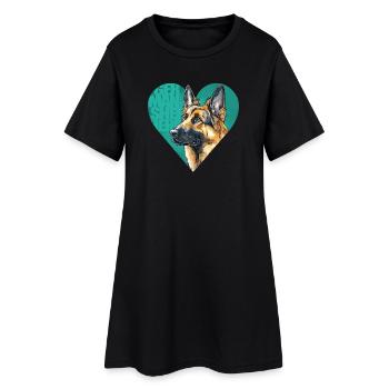 Deutscher Schäferhund Portrait - Frauen T-Shirt-Kleid - Schwarz - Vorne