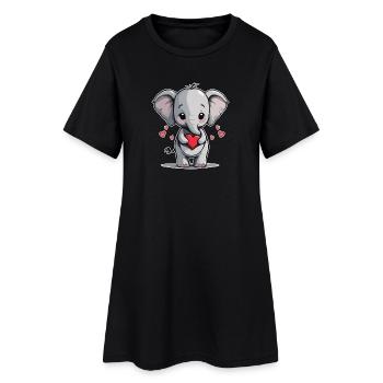 Bébé éléphant mignon avec coeur, Saint-Valentin - Robe T-shirt Femme - noir - Devant