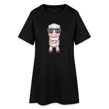 Mouton avec des lunettes - Robe T-shirt Femme - noir - Devant