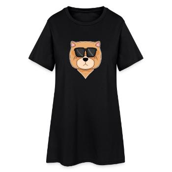 Chow Chow Chien avec Lunettes - Cool Dog - Robe T-shirt Femme - noir - Devant