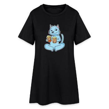 Cat with beer - Women’s T-Shirt Dress - black - Front