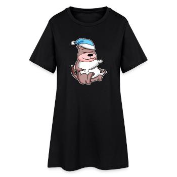 Belette avec oreiller et bonnet de somnolence - Robe T-shirt Femme - noir - Devant