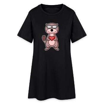 Belette avec coeur et lunettes - Robe T-shirt Femme - noir - Devant