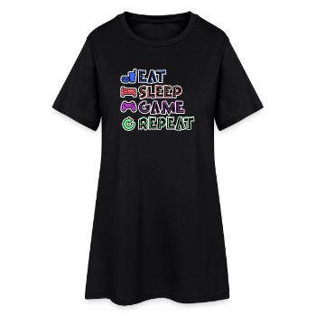 Répétition du jeu Eat Sleep - Robe T-shirt Femme - noir - Devant