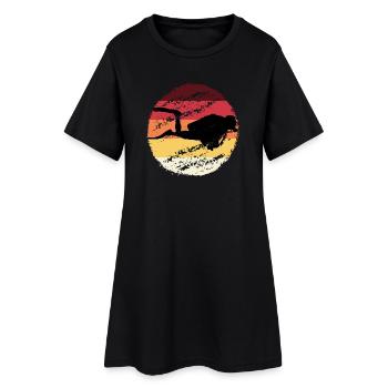 Retro Sunset Diver Silhouette - Women’s T-Shirt Dress - black - Front