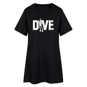 Icône de plongée sur le texte DIVE en gras - Robe T-shirt Femme - noir - Devant