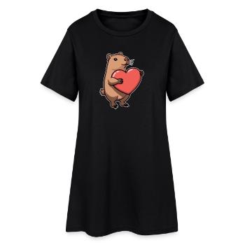 Capybara avec coeur Saint-Valentin - Robe T-shirt Femme - noir - Devant