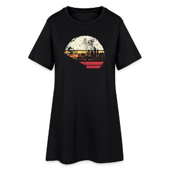 Horizon de la ville Coucher de soleil - Robe T-shirt Femme - noir - Devant