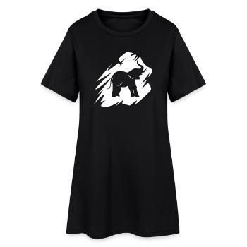 Elefant Pinselstrich Icon Logo Elefanten Symbol - Frauen T-Shirt-Kleid - Schwarz - Vorne