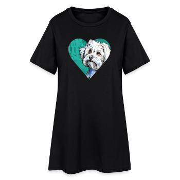 Portrait de bichon maltais - Robe T-shirt Femme - noir - Devant