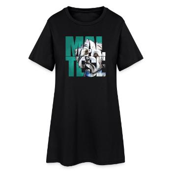 Portrait de bichon maltais - Robe T-shirt Femme - noir - Devant