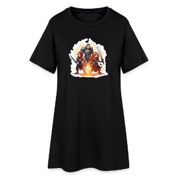 T-shirt de jeu de rôle au feu de camp d’un groupe de héros de dessins animés fantastiques - Robe T-shirt Femme - noir - Devant
