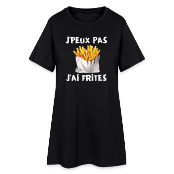 frites, manger des frites, fast food - Robe T-shirt Femme - noir - Devant