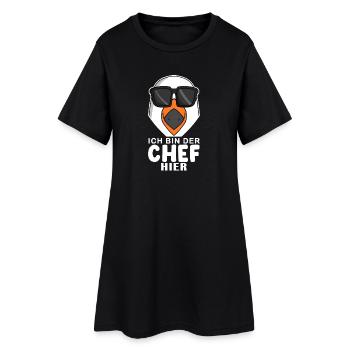 Chef Spruch mit Möwe Motiv - Frauen T-Shirt-Kleid - Schwarz - Vorne