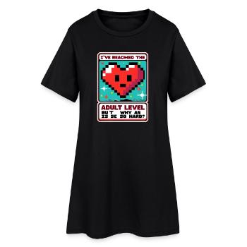 Retro Gaming Heart Adult Level - Women’s T-Shirt Dress - black - Front