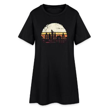 Retro Sunset City Silhouette - Women’s T-Shirt Dress - black - Front
