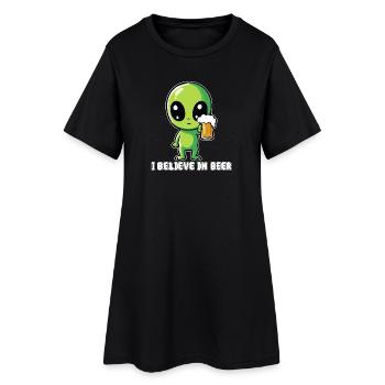 ALIEN avec de la bière « Je crois en la bière » - Robe T-shirt Femme - noir - Devant