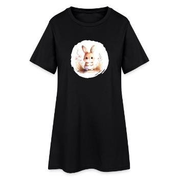 Aquarelle de lapin - Robe T-shirt Femme - noir - Devant