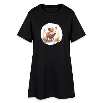 Sanglier Porcelet Aquarelle - Robe T-shirt Femme - noir - Devant