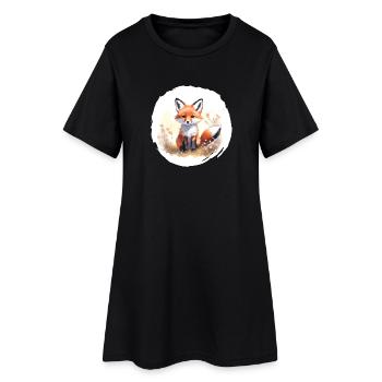 Aquarelle de renard - Robe T-shirt Femme - noir - Devant