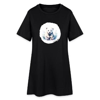 Polar Bear Watercolor - Women’s T-Shirt Dress - black - Front