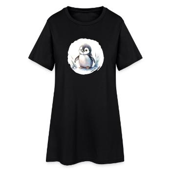 Aquarelle de pingouin - Robe T-shirt Femme - noir - Devant