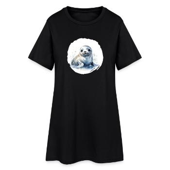 Robbe Aquarell - Frauen T-Shirt-Kleid - Schwarz - Vorne