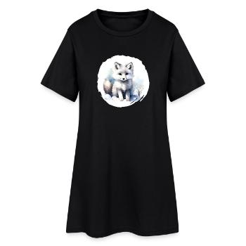 Aquarelle de renard arctique - Robe T-shirt Femme - noir - Devant