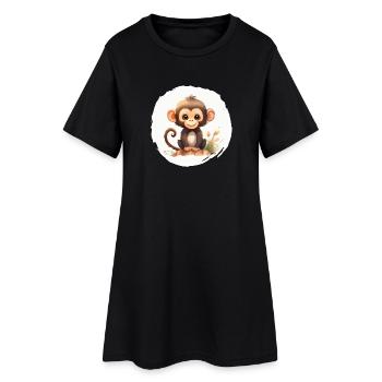 Aquarelle de singe - Robe T-shirt Femme - noir - Devant