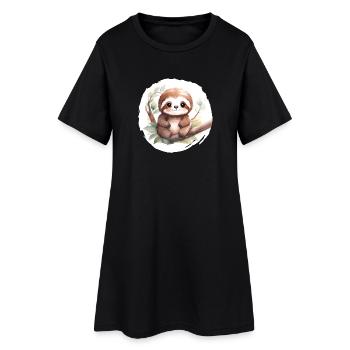 Aquarelle de paresseux - Robe T-shirt Femme - noir - Devant