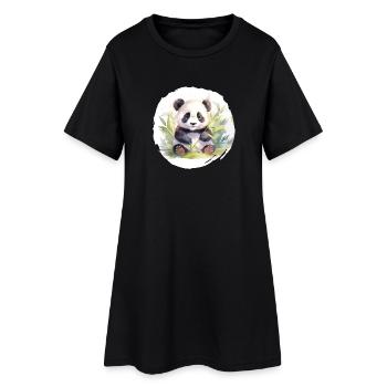 Watercolor Panda Bear - Women’s T-Shirt Dress - black - Front