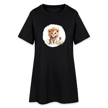 Aquarelle Lion - Robe T-shirt Femme - noir - Devant