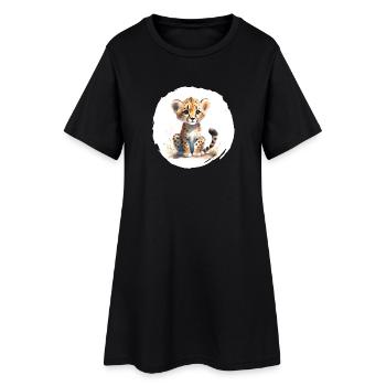Aquarelle Guépard - Robe T-shirt Femme - noir - Devant