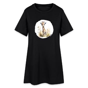 Aquarelle Girafe - Robe T-shirt Femme - noir - Devant
