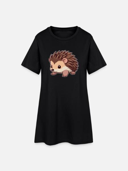 Niedlicher Igel Tier - Frauen T-Shirt-Kleid - Schwarz