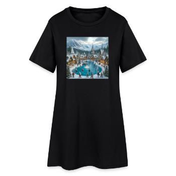Village Scandinave Noël - Robe T-shirt Femme - noir - Devant
