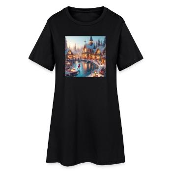 Village Scandinave Noël - Robe T-shirt Femme - noir - Devant