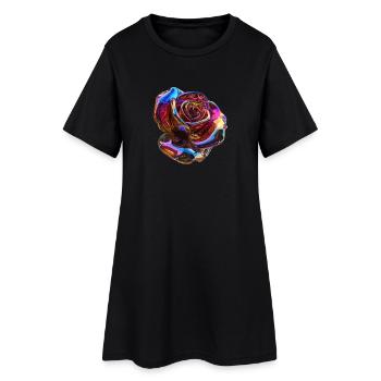 Rose arc-en-ciel irisée - Robe T-shirt Femme - noir - Devant