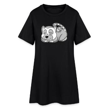 Famille des lémuriens - Lémurien avec bébé - Robe T-shirt Femme - noir - Devant