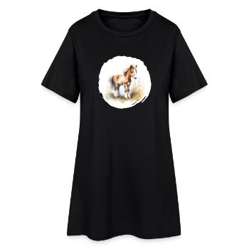 Aquarelle de poulain - Robe T-shirt Femme - noir - Devant